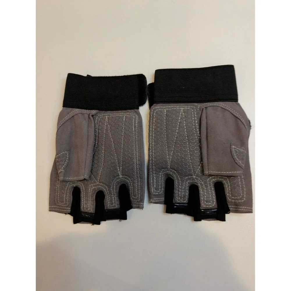 Trigger Point‎ Fingerless Weightlifting Training Gloves Wrist Support Gray Black